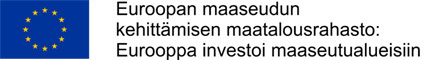 EU-lippu ja teksti Euroopan maaseudun kehittämisen matalousrahasto: Eurooppa investoi maaseutualueisiin -logo